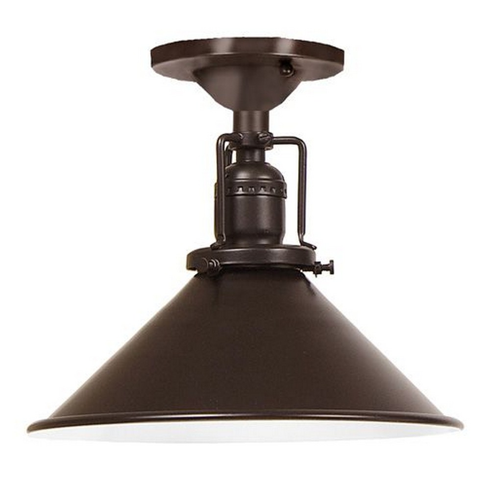 JVI Designs-1202-17 M3-Union Square - One Light Flush Mount Pewter  8 Wide Metal Shade, Inside Finish White